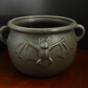 Charcoal Ceramic Bat Motif Planter